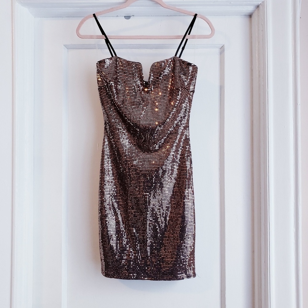 Bronze Sequin Mini Dress
